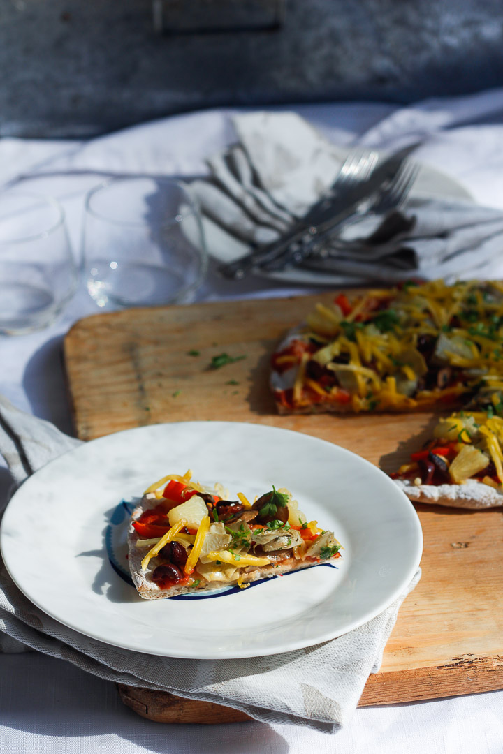 Mushroom, Artichoke & Chorizo Pizza – Gluten free & Dairy Free