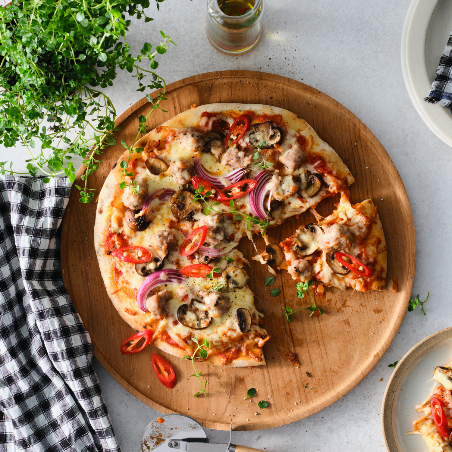 Italian Sausage and Mushroom Pizza